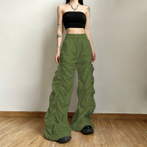 Fashion Street Shoot High Waist, Hip Lift, Pleated Loose Lace up Casual Pants Fashion Street Shoot High Waist, Hip Lift, Pleated Loose Lace up Casual Pants
