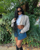 Denim short skirt single breasted denim apron