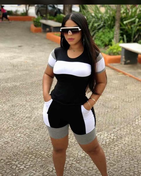 Fashion casual splicing two-piece set