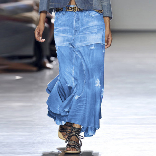 Spliced irregular skirt