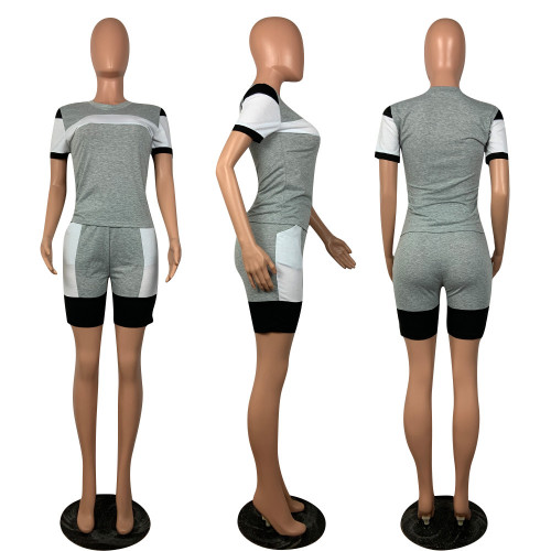 Fashion casual splicing two-piece set
