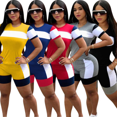 Fashion casual splicing two-piece set