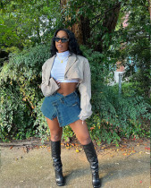 Denim short skirt single breasted denim apron