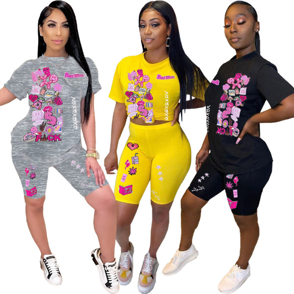 Women's Fashion Casual Printing Women's Set Two Piece Set