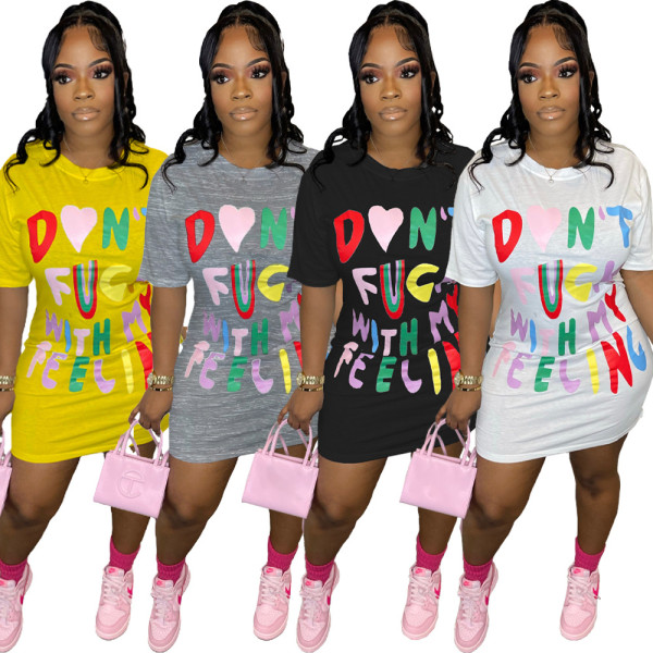 Women's Fashion Letter Printing Women's Dress