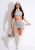 Women's casual sleeveless hooded beach skirt set