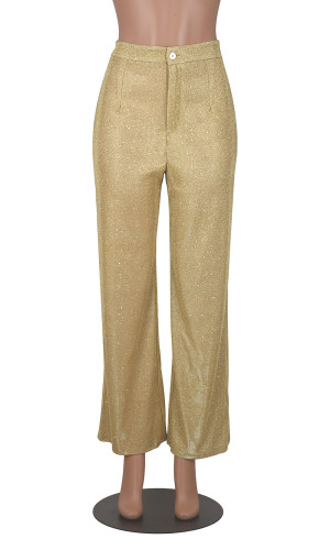 Sequin Party Fashion Casual High Waist Women's Pants Vintage Wide Leg Pants