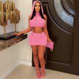 Women's casual sleeveless hooded beach skirt set