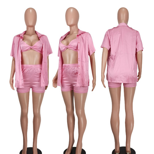 Sexy Fashion Casual Solid Three Piece Set