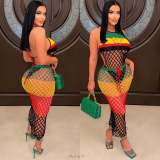Women's long tassel woven color matching tassel beach skirt