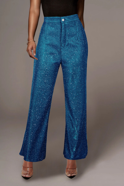 Sequin Party Fashion Casual High Waist Women's Pants Vintage Wide Leg Pants
