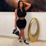 Women's wool knitted color contrast suit skirt