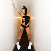 Solid Burnt Perforated Chest Wrapping Sexy One Piece Shorts