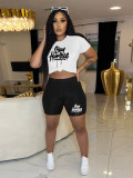 Women's fashion positioning printing set casual two-piece set
