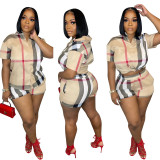 Fashion casual printed four sided stretch shirt two-piece set