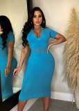 Long tassel elastic knitted hollow out dress