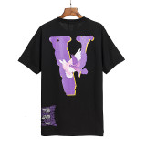 Trendy short sleeved co branded Vlone for men and women, same t-shirt for couples, street popular flying pigeon printed half sleeved shirt