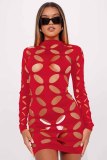 Sexy and fashionable hollowed out floral dress