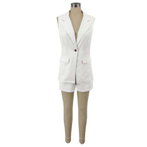 Women's suit two-piece suit small suit jacket sleeveless shorts