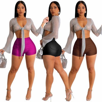 Sexy Fashion Casual Solid Ice Silk Shorts