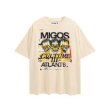 Loose fitting MIGOS co branded retro washed OVERSIZE short sleeved T-shirt