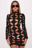 Sexy and fashionable hollowed out floral dress