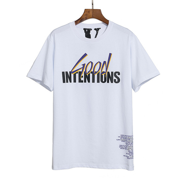Trendy short sleeved co branded Vlone for men and women, same t-shirt for couples, street popular flying pigeon printed half sleeved shirt