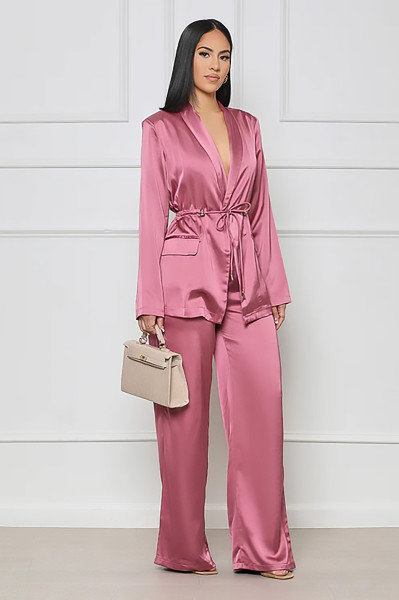Solid color sleeping bathrobe set