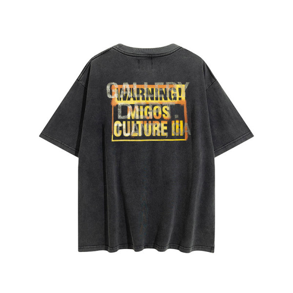 Loose fitting MIGOS co branded retro washed OVERSIZE short sleeved T-shirt