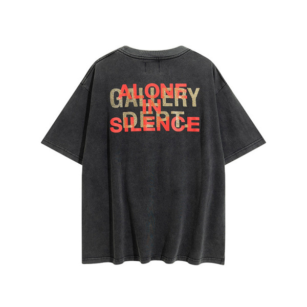 High Street Retro Distressed Statue Print Loose Round Neck Short Sleeve T-shirt