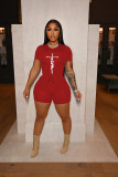Women's Fashion Letter Printing Casual Short Two Piece Set