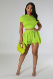 Fashion casual solid color tassel two-piece set