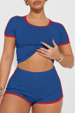 Fashion casual splicing line two-piece set