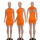 Fashion casual hooded backless dress