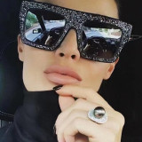 Temperament Large Frame Women's Sunglasses Sparkling Pink Trend Sunglasses Fashion Simple Square Glasses