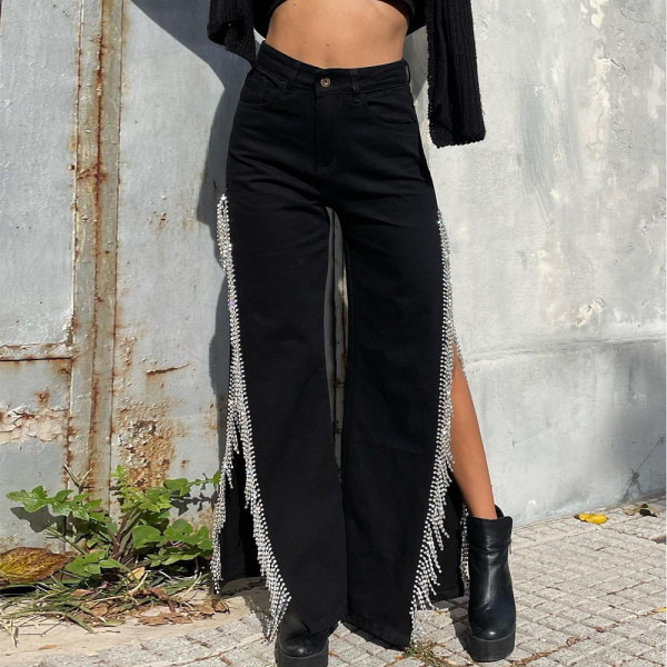 Trendy Split Chain Jeans