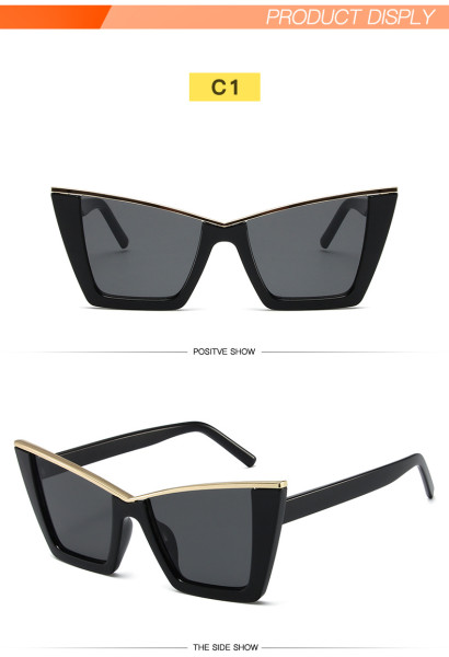 Large frame cat eye sunglasses for women, golden V-top, cool sunglasses, trendy and stylish glasses