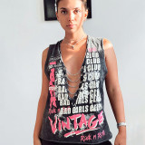 Sexy V-neck Chain Vintage Sleeveless Tank Top T-shirt