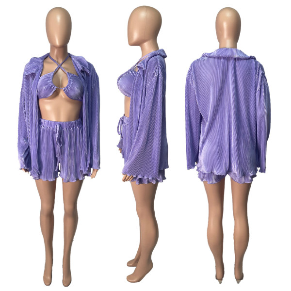 Bikini Cardigan Shorts Sexy Three Piece Suit