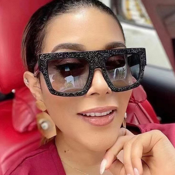 Temperament Large Frame Women's Sunglasses Sparkling Pink Trend Sunglasses Fashion Simple Square Glasses
