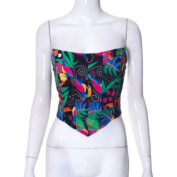Fashion printed waistband bra top