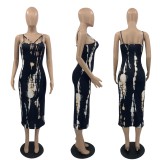 Sexy Slim Fit Printed Strap Cut Out Bra Dress