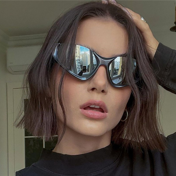 Fashionable half frame Y2K sunglasses for men and women outdoor sports cycling glasses ins trendy and cool punk party glasses