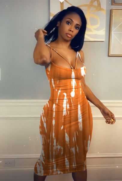 Sexy Slim Fit Printed Strap Cut Out Bra Dress