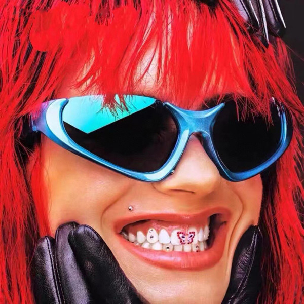 Fashionable half frame Y2K sunglasses for men and women outdoor sports cycling glasses ins trendy and cool punk party glasses