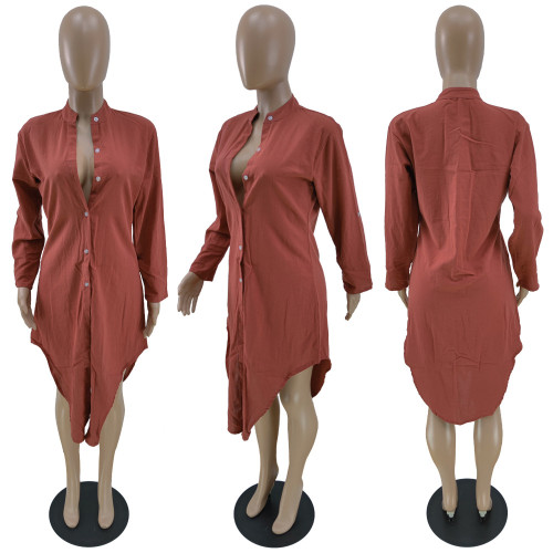 Washed Cotton Solid Multi Color Cardigan Long Dress