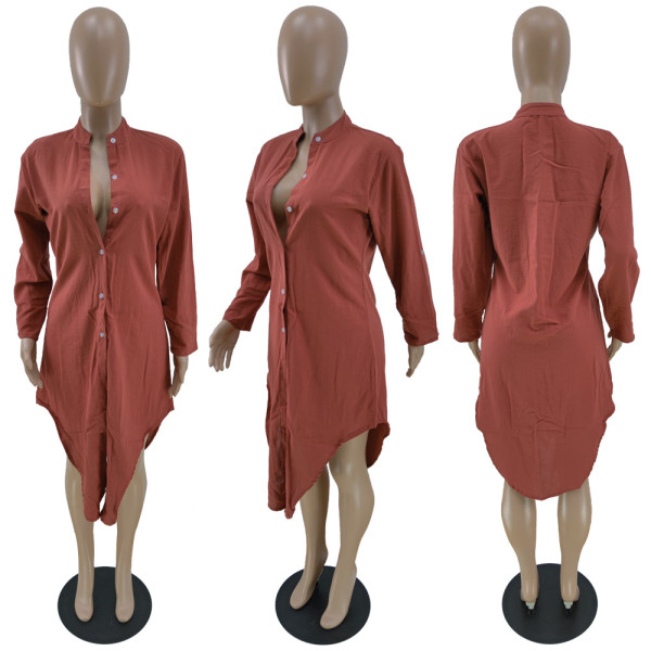 Washed Cotton Solid Multi Color Cardigan Long Dress