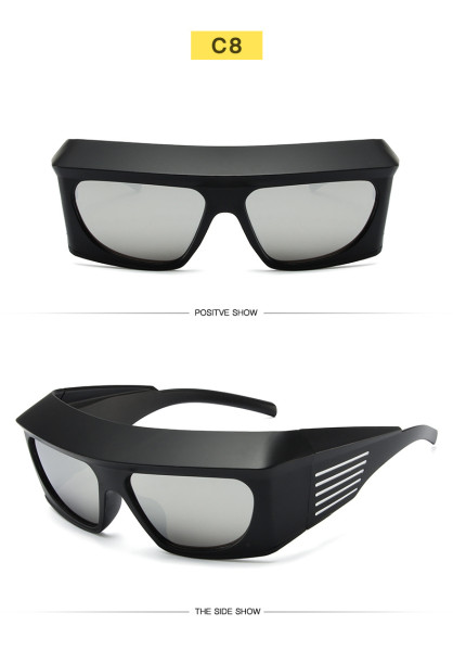 Y2K oversized frame sunglasses, exaggerated rectangular thick frame sunglasses, women's trend ins, cool concave shaped glasses