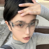 Y2K pentagram rimless sunglasses for men and women one-piece sunglasses personality progressive mercury big frame glasses