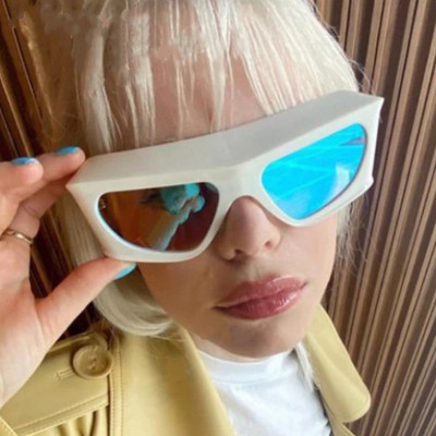 Y2K oversized frame sunglasses, exaggerated rectangular thick frame sunglasses, women's trend ins, cool concave shaped glasses